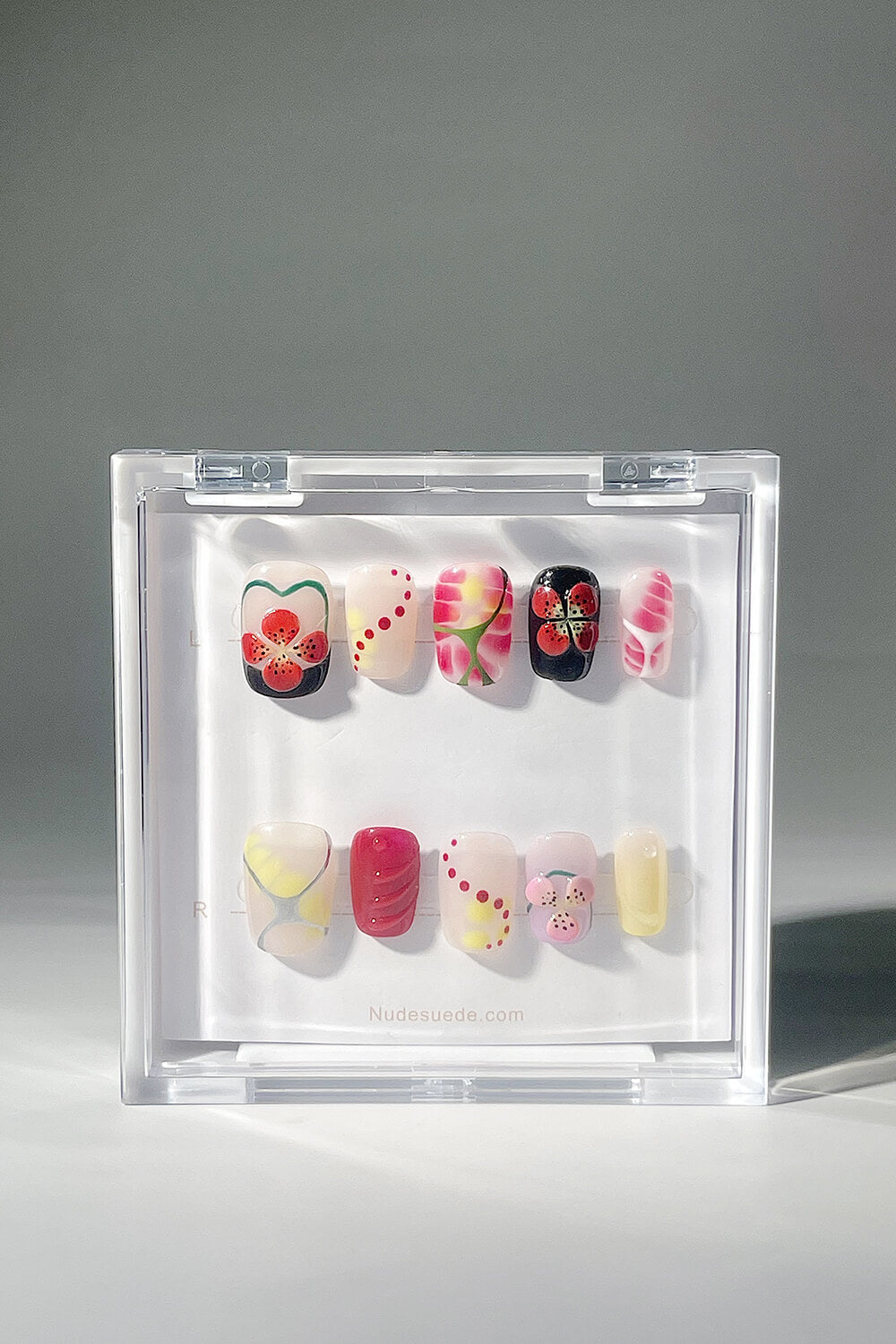 Floral Short Square Press On Manicure Nails