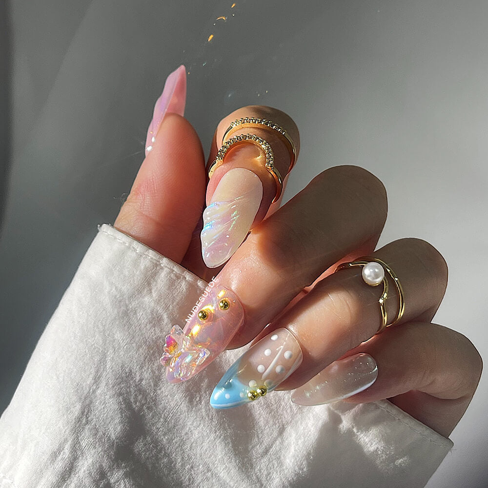 Gel Fantasy Medium Almond Press On Fake Nails