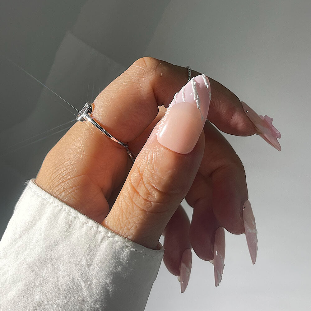 Snowflake Medium Almond Press On Manicure Nails