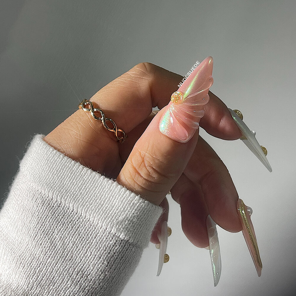 Mermaid Long Almond Press On Manicure Nails