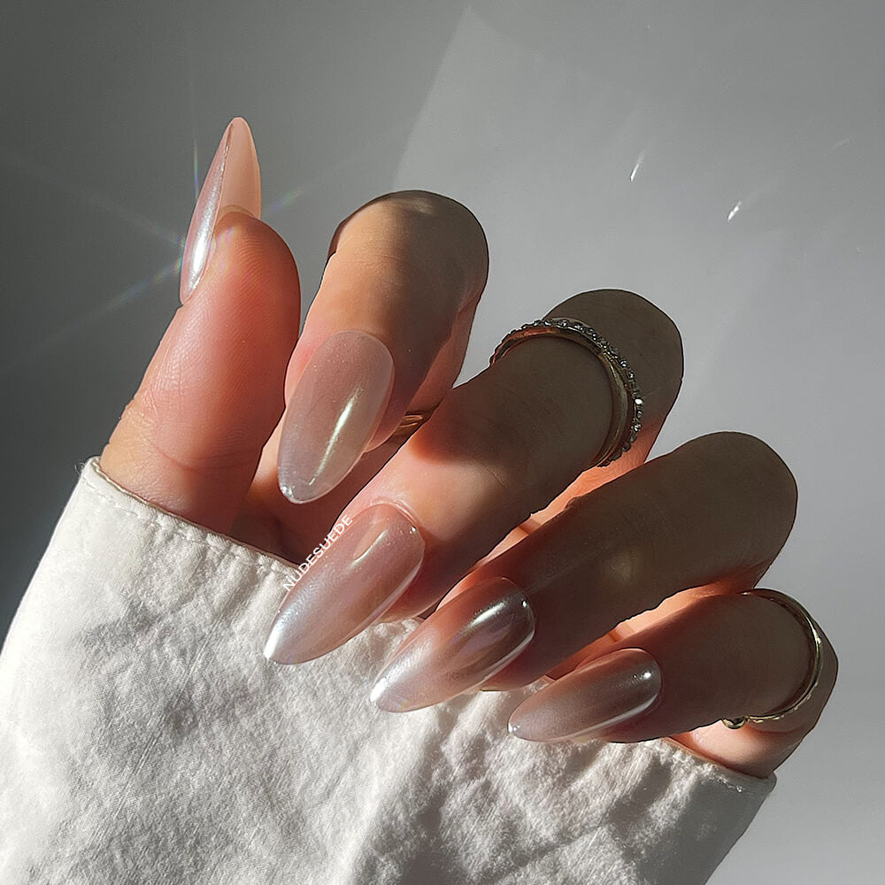 Metallic Pink Glazed Press On Manicure Nails
