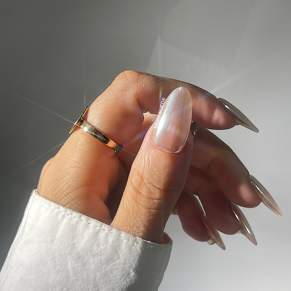 Metallic Pink Glazed Press On Manicure Nails