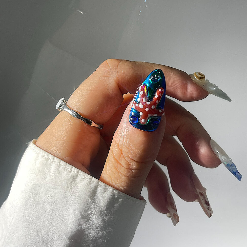 Sea Star Medium Almond Press On Manicure Nails
