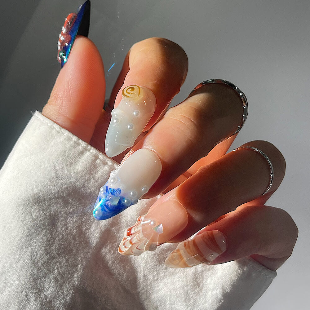 Sea Star Medium Almond Press On Manicure Nails