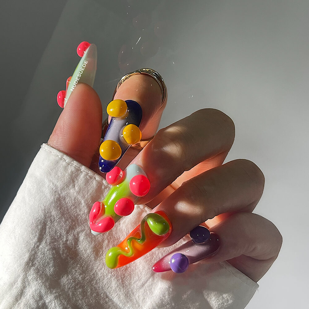 Pop Art Long Almond Press On Nails