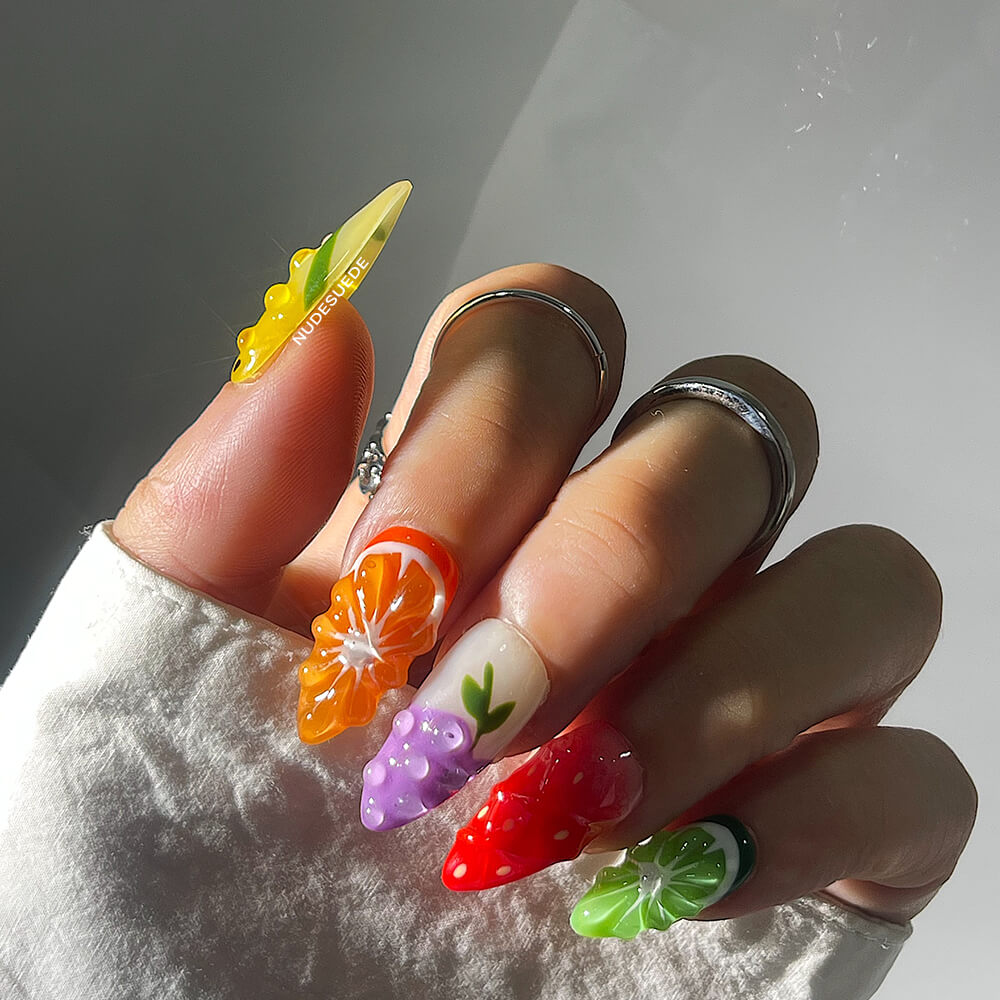 Fruits Medium Almond Press On Nails