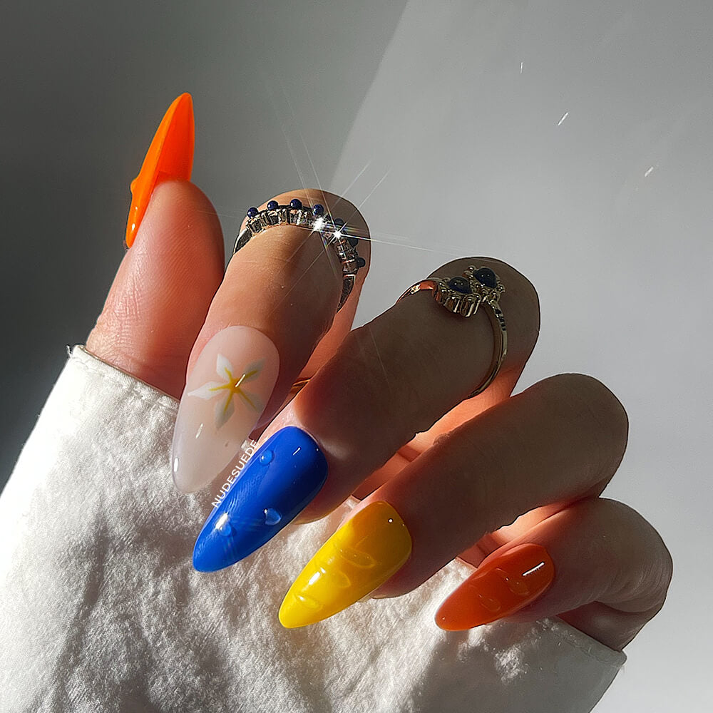 Multicolor Medium Almond Press On Nails