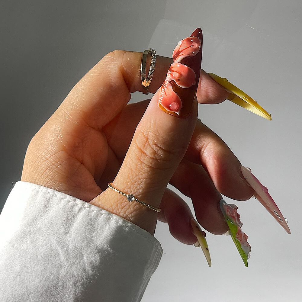 Ombre Petals Long Stiletto Press On Nails