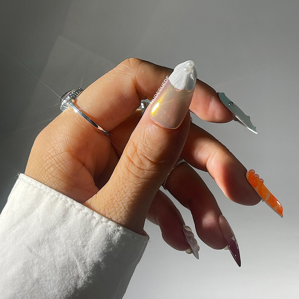 Seashell Starfish Medium Almond Press On Nails