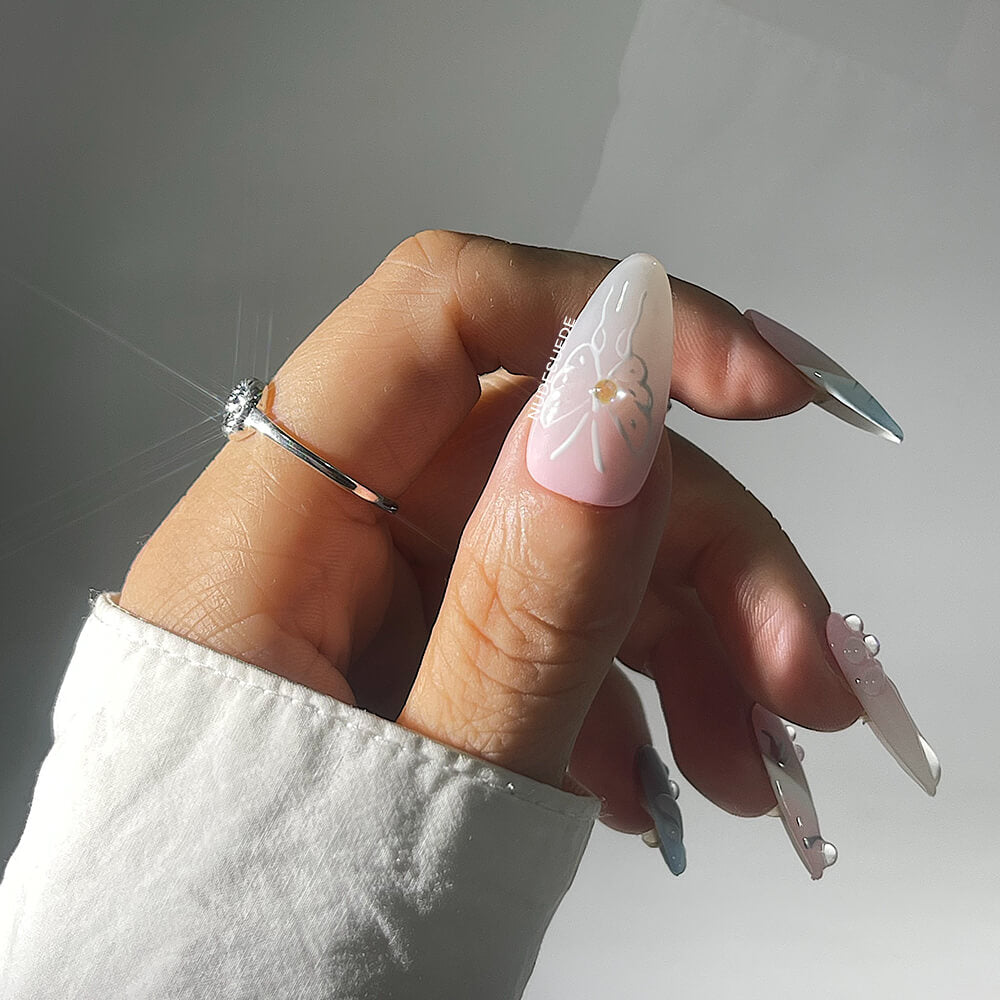 Butterfly Medium Almond Press On Nails