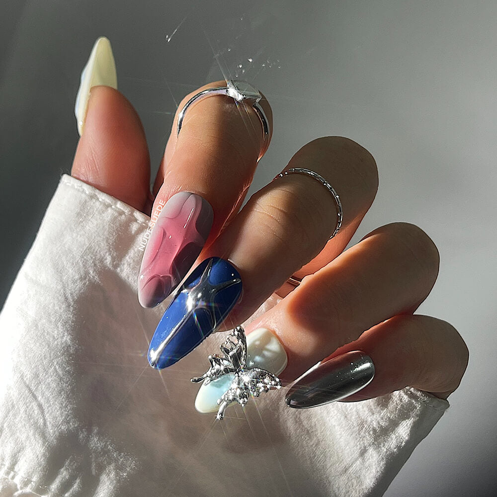 Butterfly Medium Almond Press On Nails