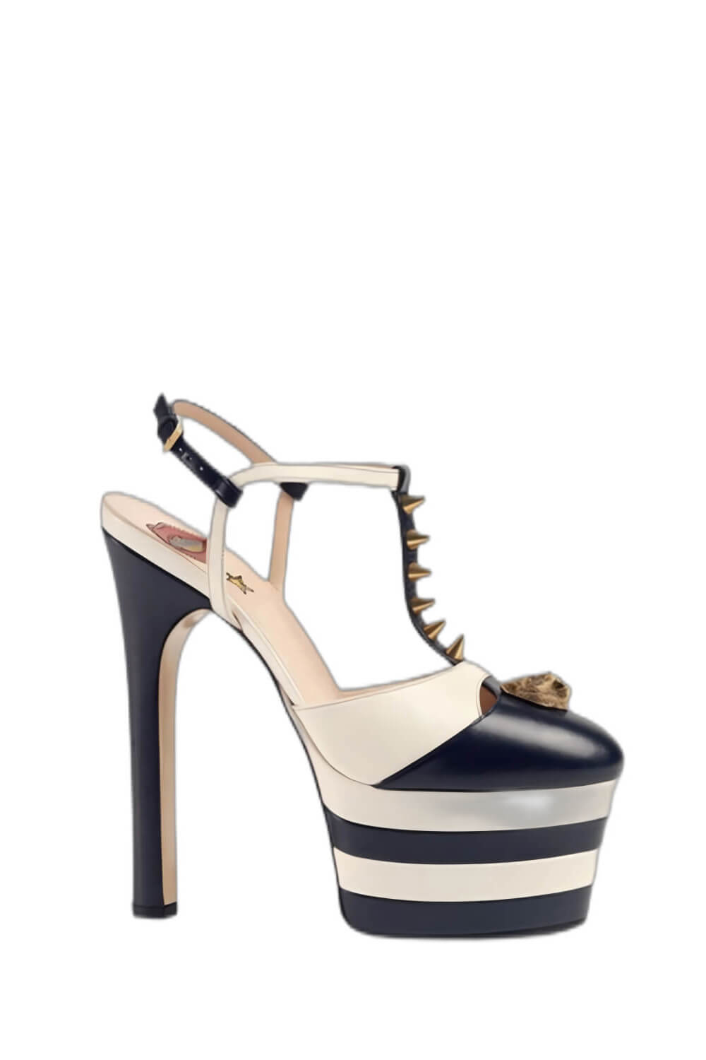 Spike Studded T-Strap Platform High Heel Pumps
