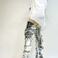 Multi Buckle Pointed Toe Thigh High Stiletto Heel Boots - Silver