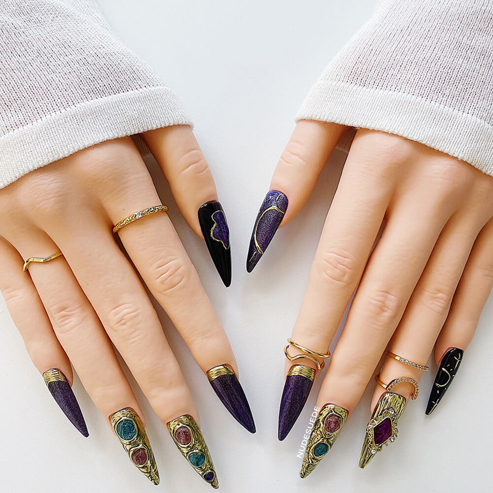 Purple Long Stiletto Press On Nails