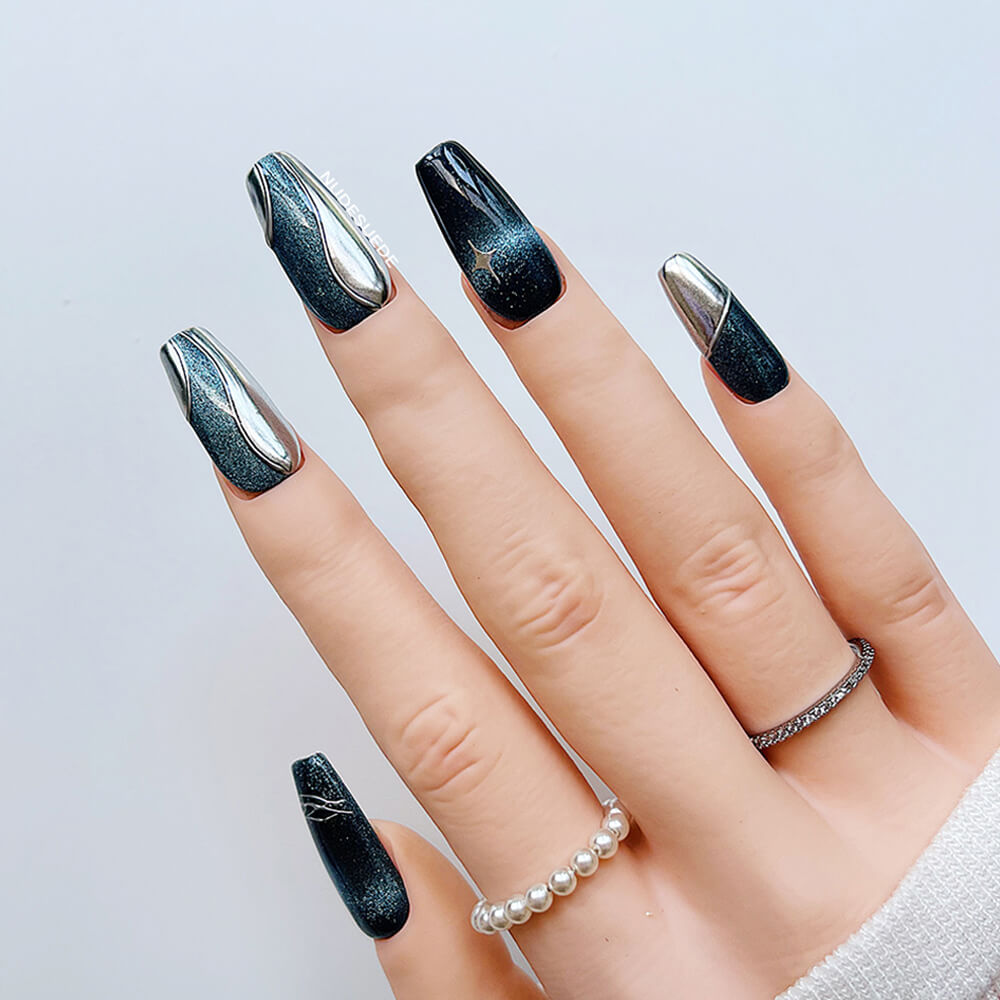 Galaxy Medium Coffin Press On Nails