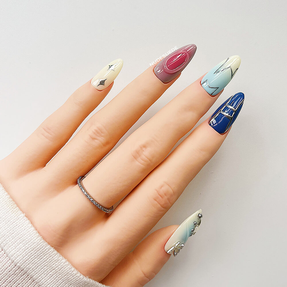 Butterfly Medium Almond Press On Nails