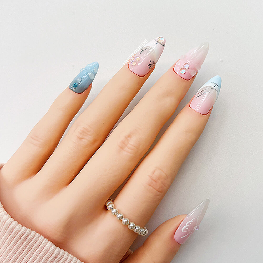 Butterfly Medium Almond Press On Nails
