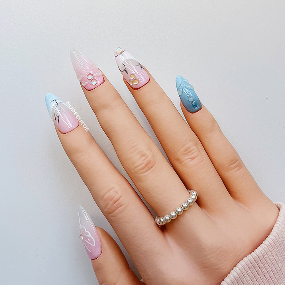 Butterfly Medium Almond Press On Nails