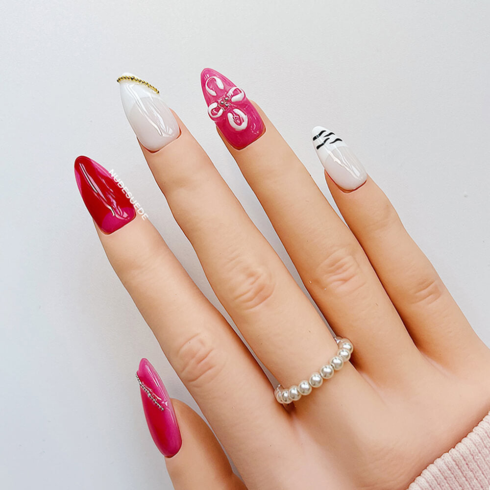 Summer Petals Medium Almond Press On Nails