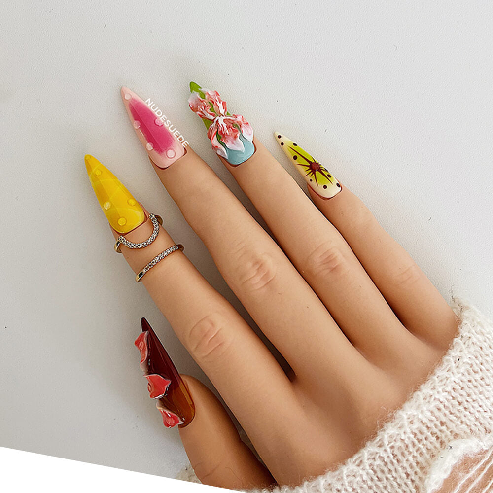Ombre Petals Long Stiletto Press On Nails