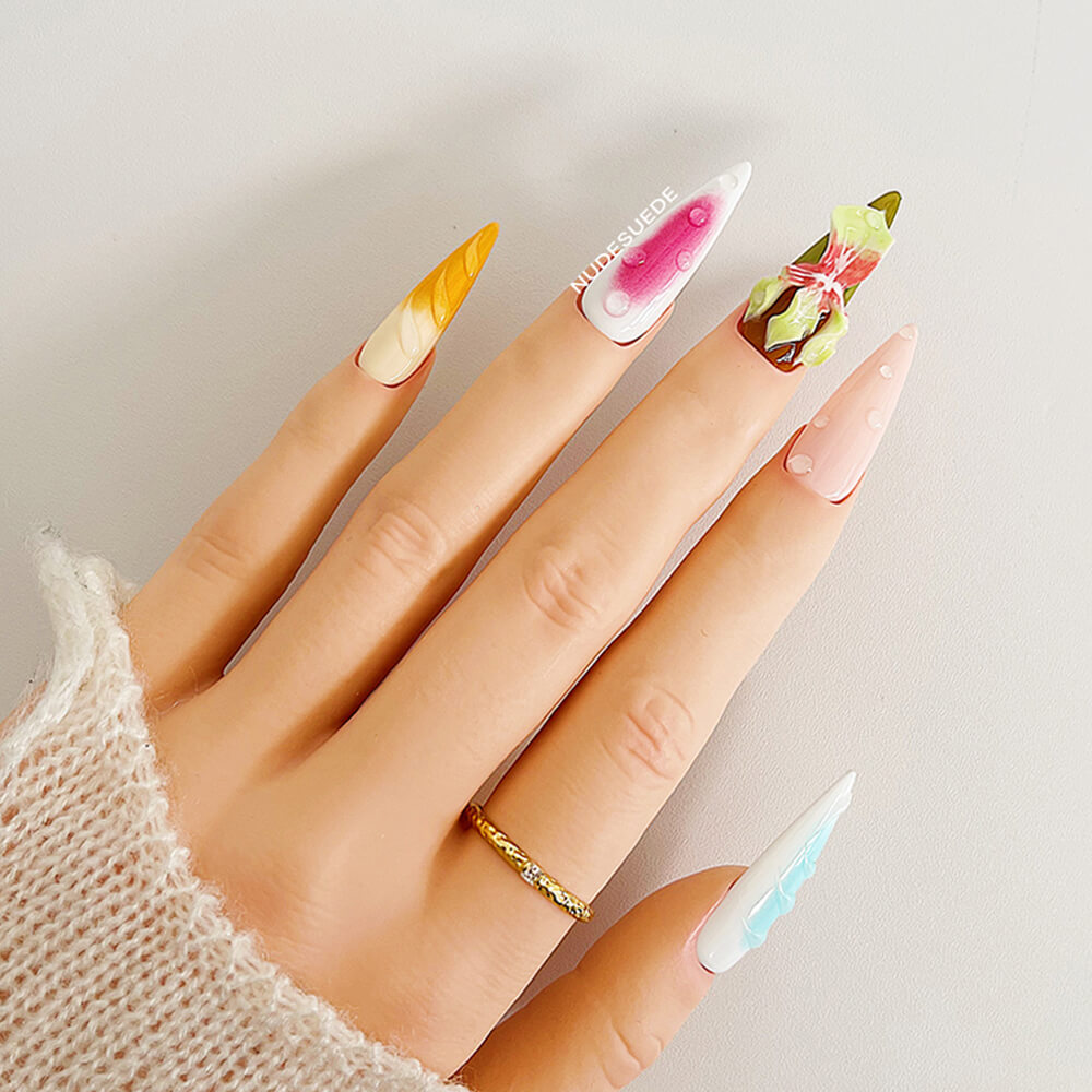 Ombre Petals Long Stiletto Press On Nails