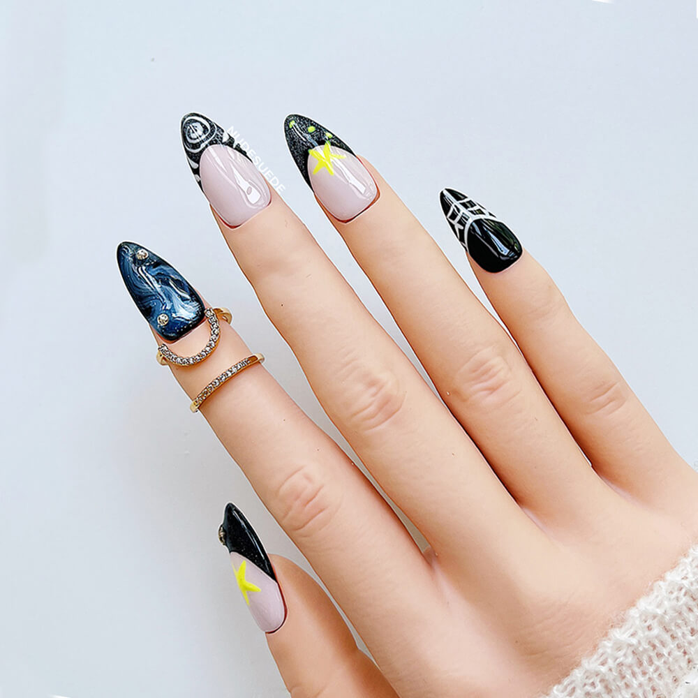 The Starry Night Medium Almond Press On Nails