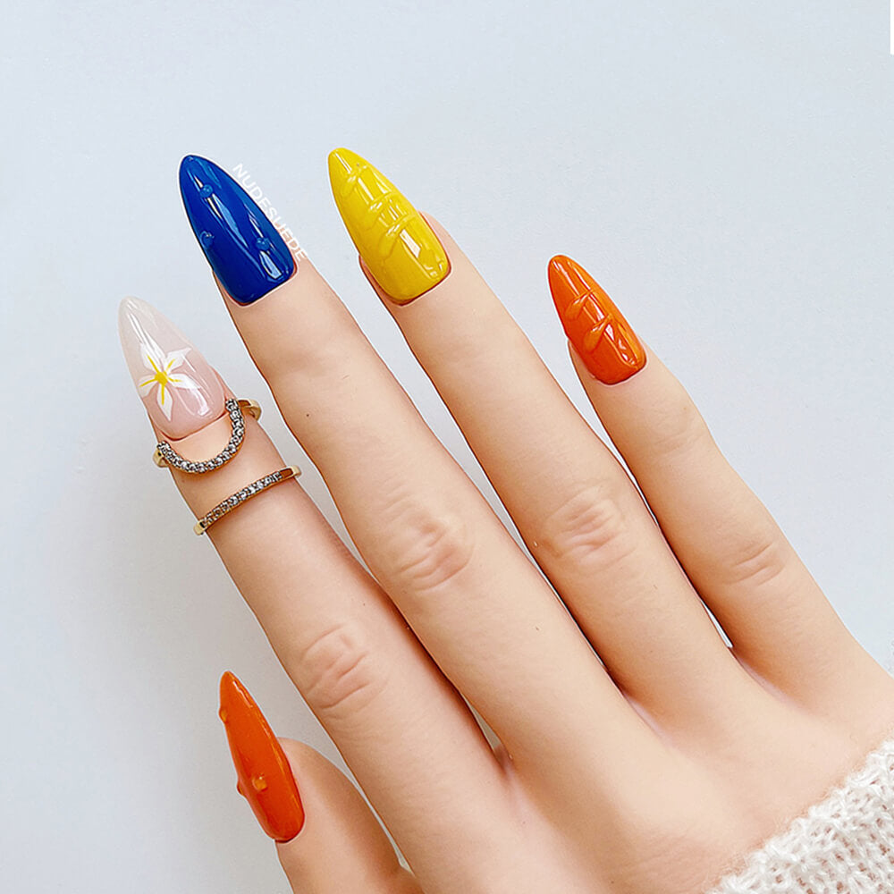 Multicolor Medium Almond Press On Nails