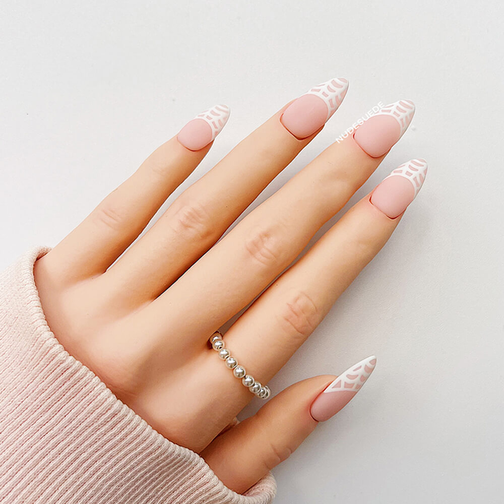 Spider Web Medium Almond Press On Nails