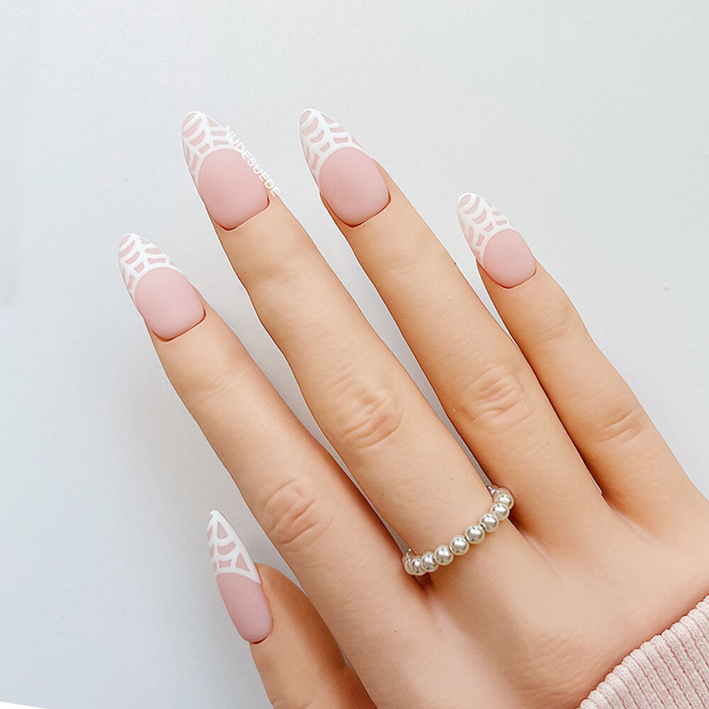Spider Web Medium Almond Press On Nails