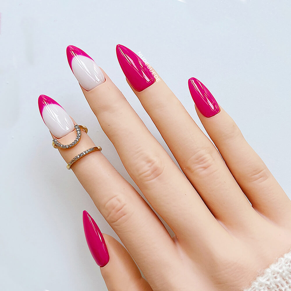 Hot Pink Medium Almond Press On Nails