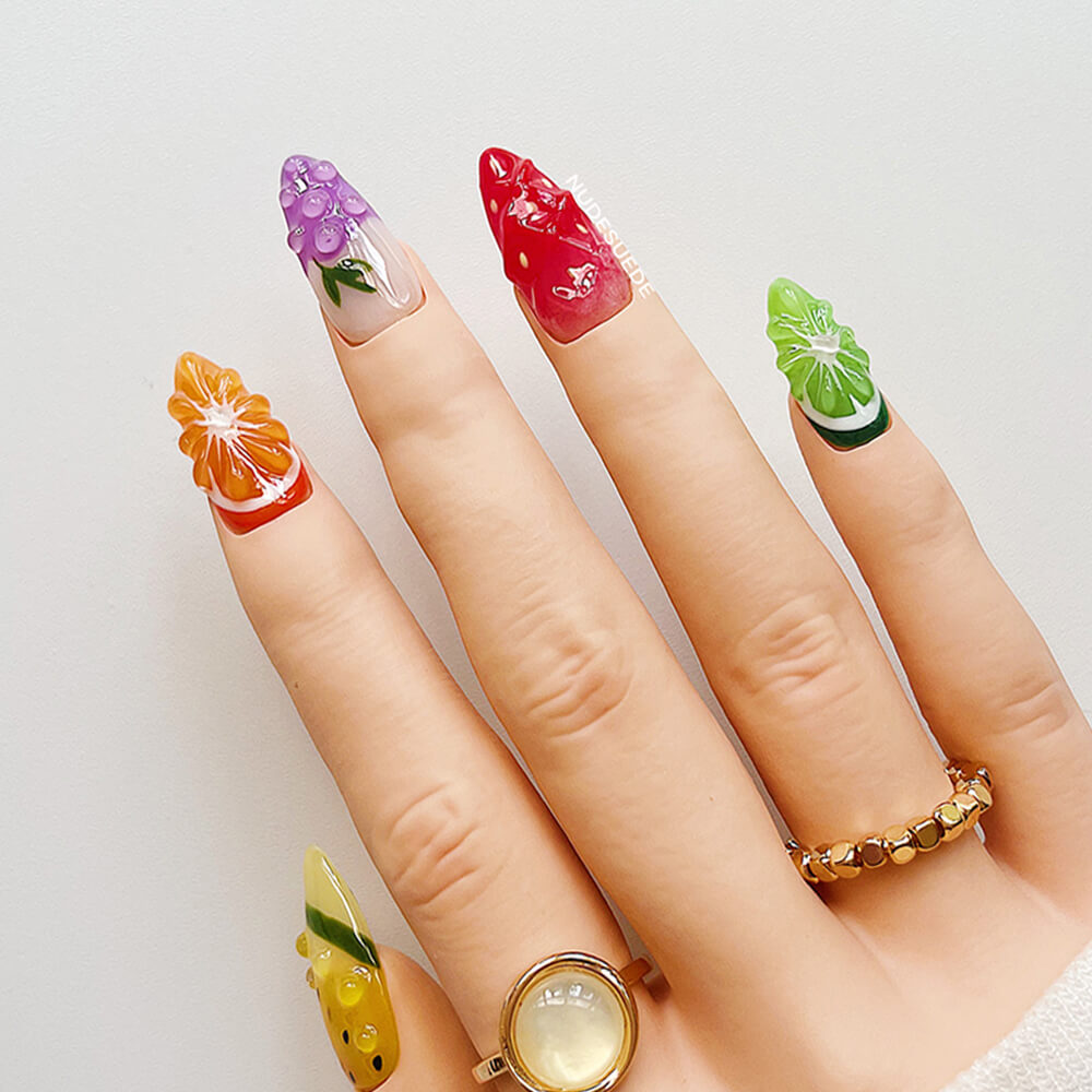 Fruits Medium Almond Press On Nails