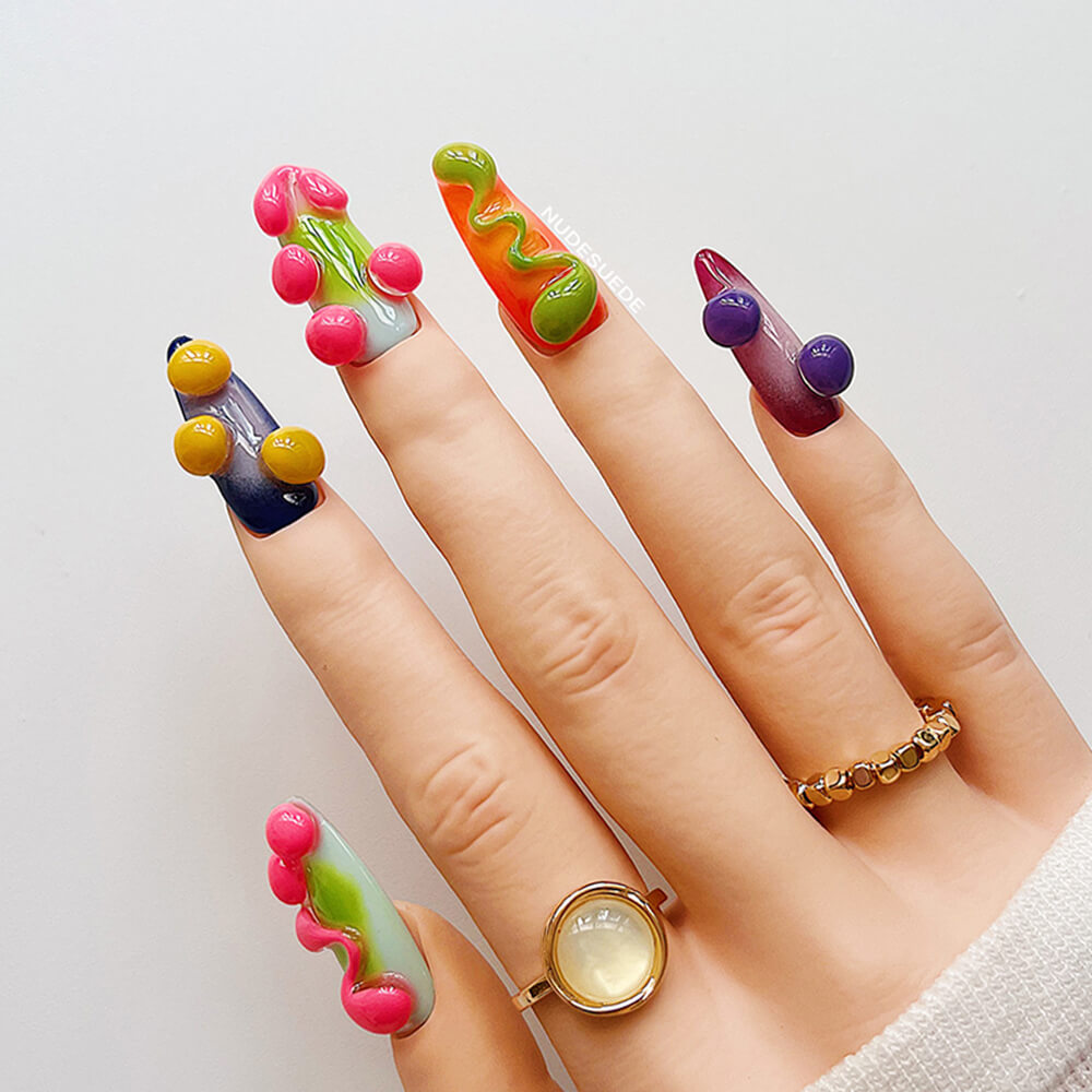 Pop Art Long Almond Press On Nails