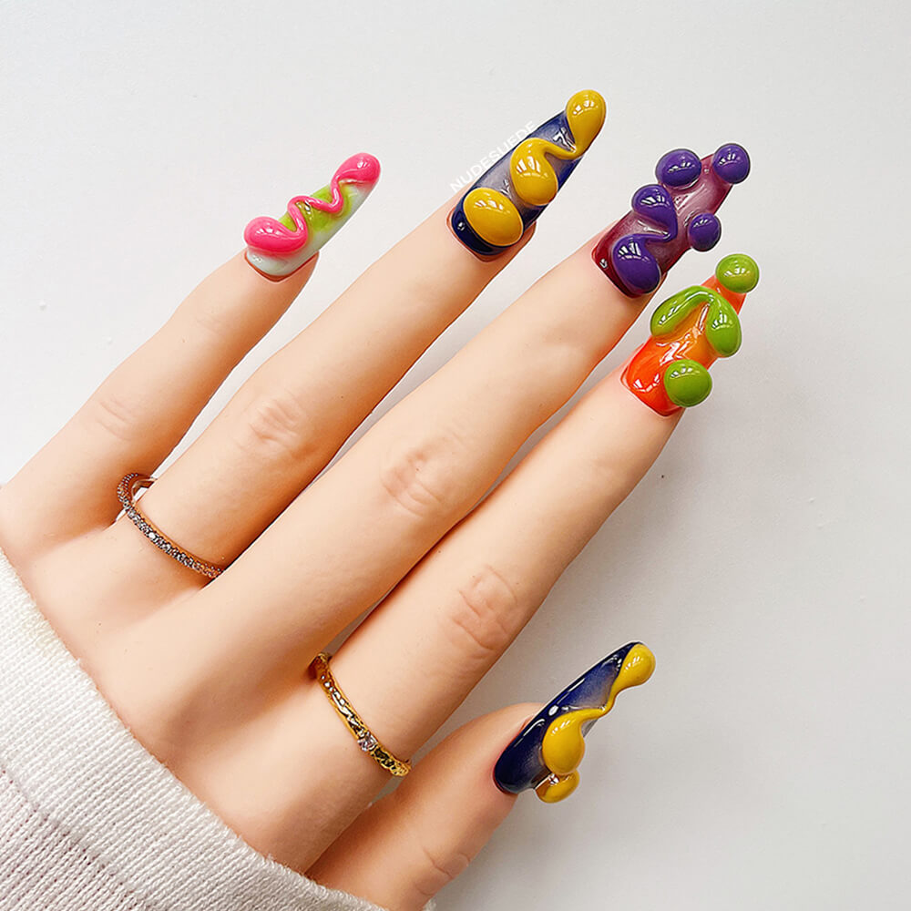 Pop Art Long Almond Press On Nails