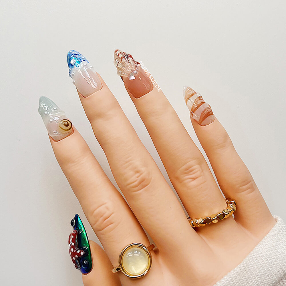 Sea Star Medium Almond Press On Manicure Nails