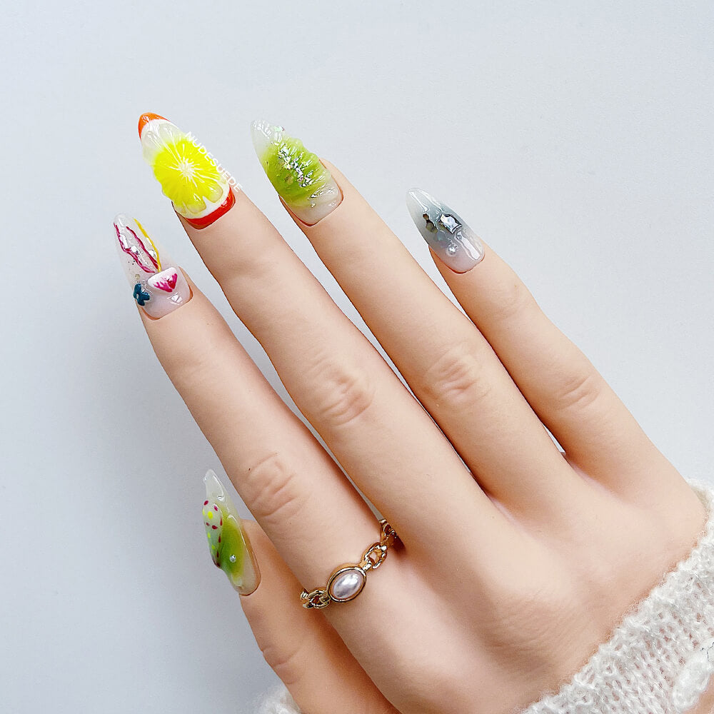 Jelly Fruits Medium Almond Press On Manicure Nails