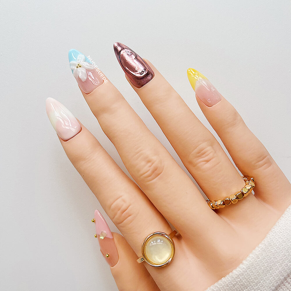 Ombre Blossom Medium Almond Press On Manicure Nails