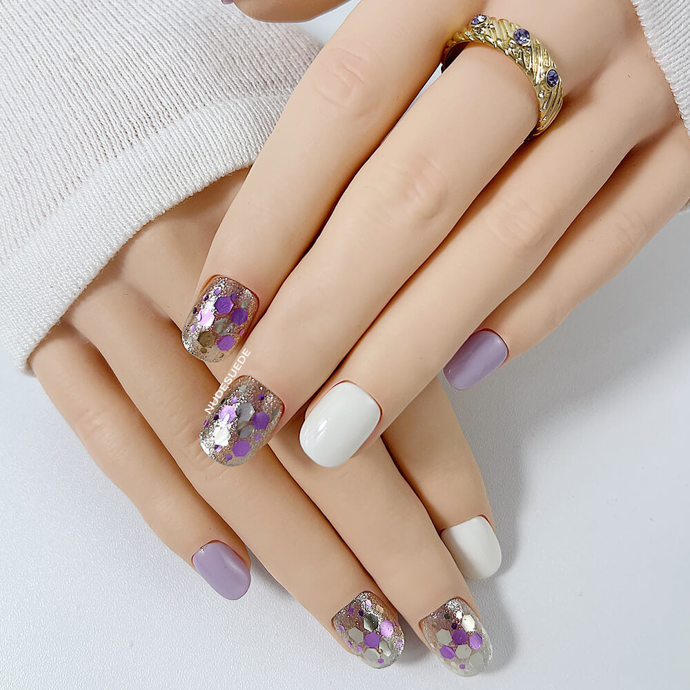 Lila Short Square Press On Manicure Nails