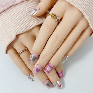 Pink Sweetheart Short Square Press On Manicure Nails