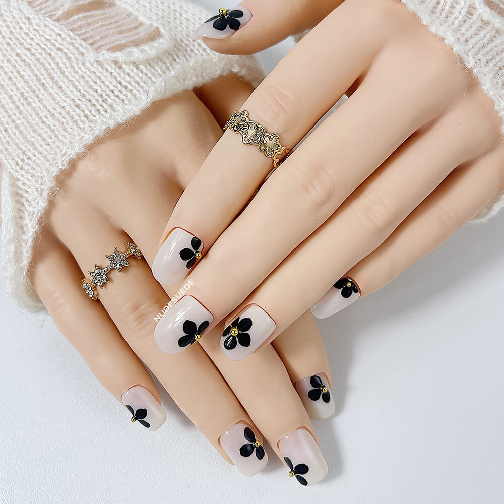 Camellia Short Square Press On Manicure Nails