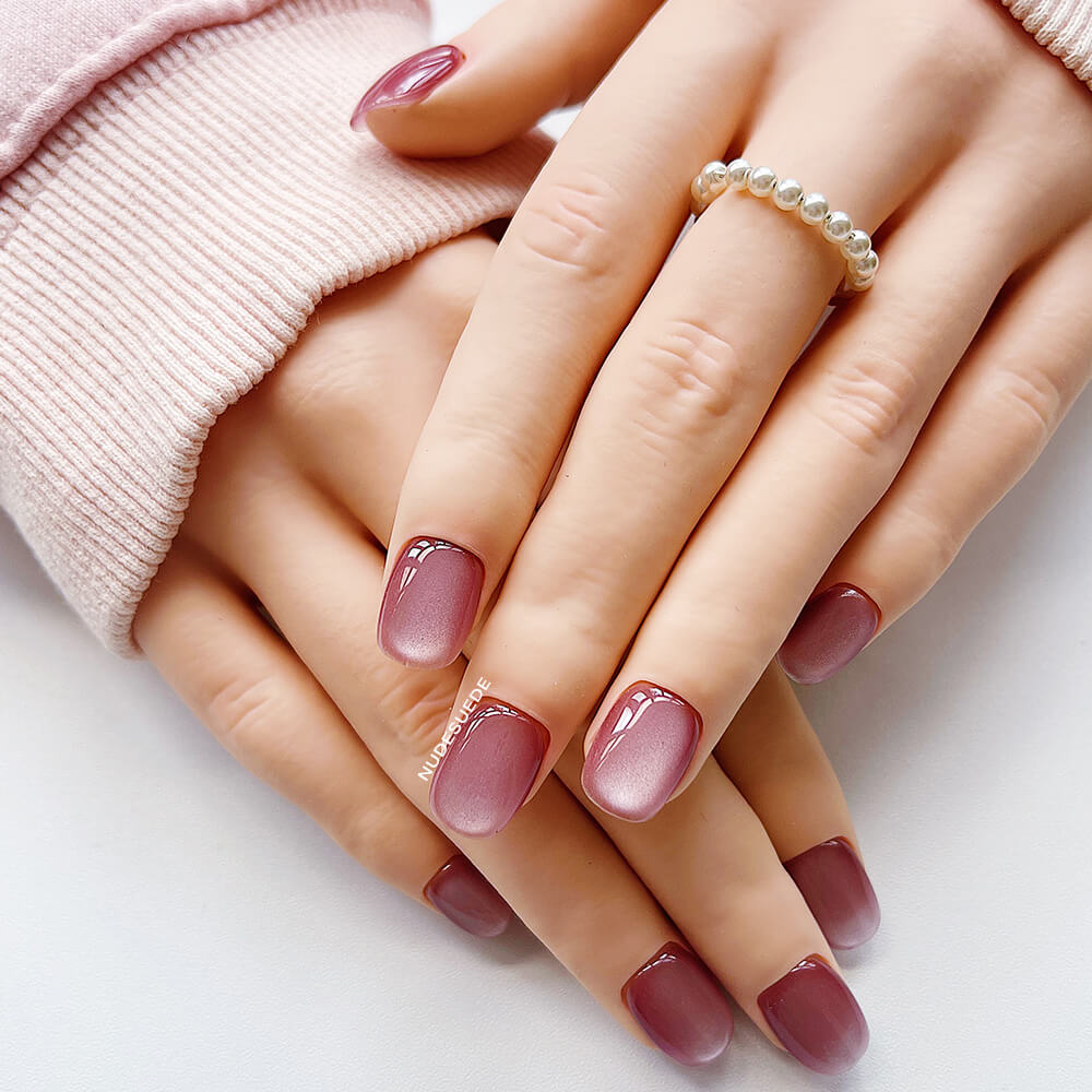 Pinky Velvet Short Square Press On Manicure Nails