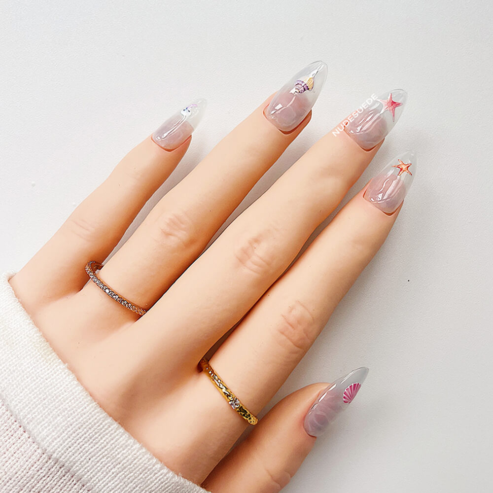 Blue Shores Medium Almond Press On Nails