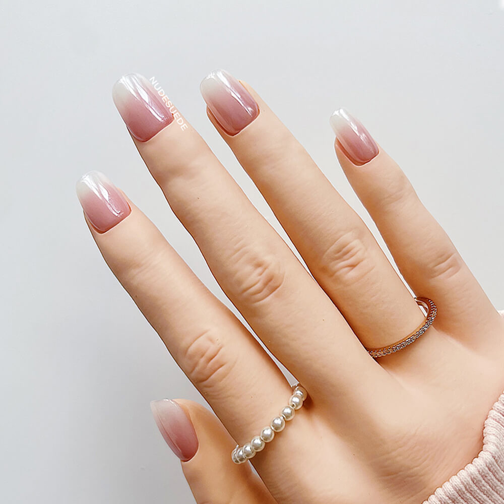 Blush Ombre French Press On Manicure Nails