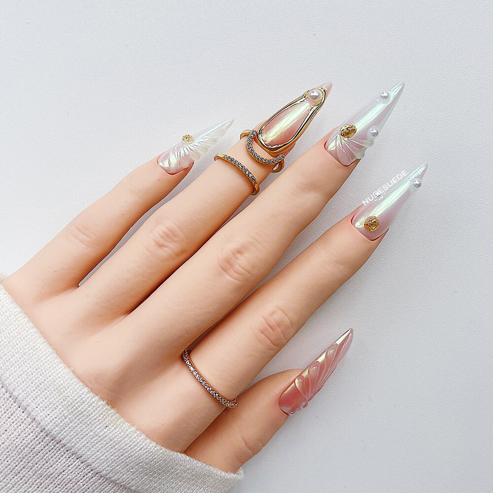 Mermaid Long Almond Press On Manicure Nails