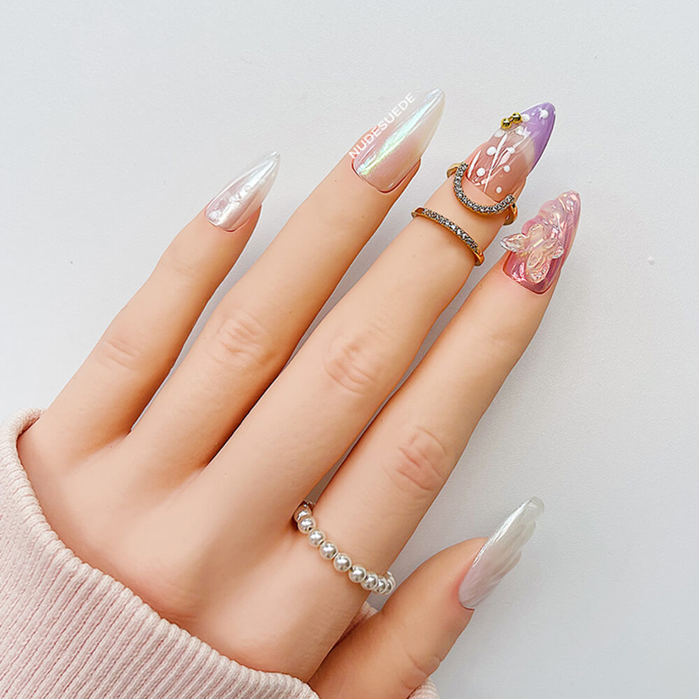 Gel Fantasy Medium Almond Press On Fake Nails