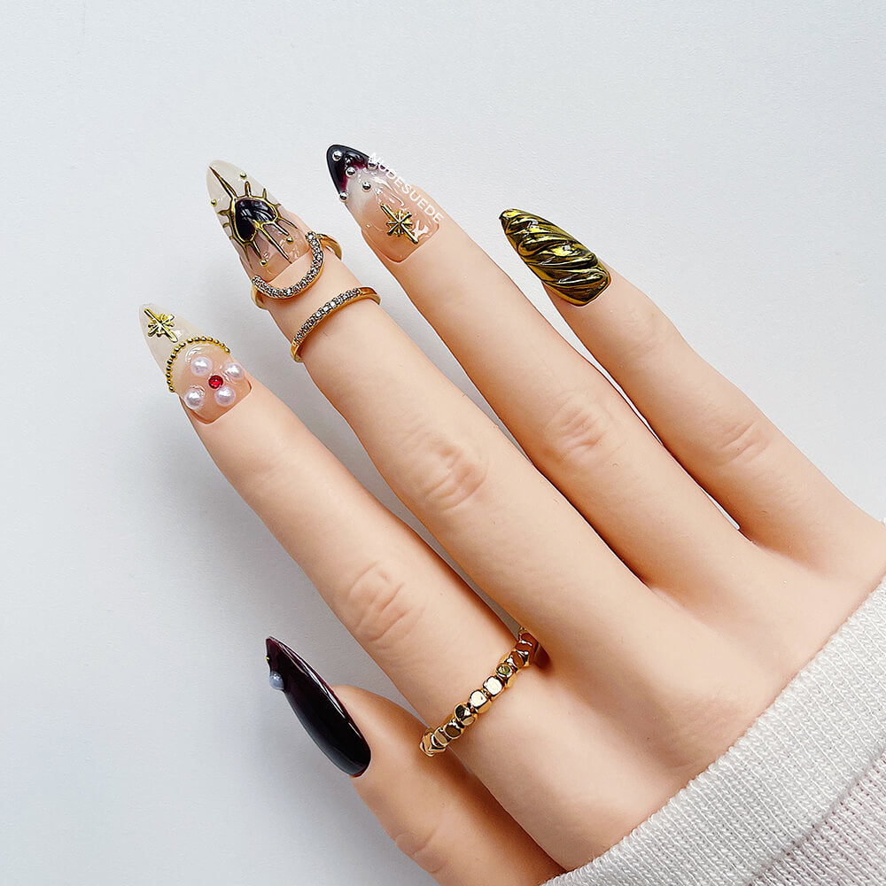 Gothic Medium Almond Press On Manicure Nails