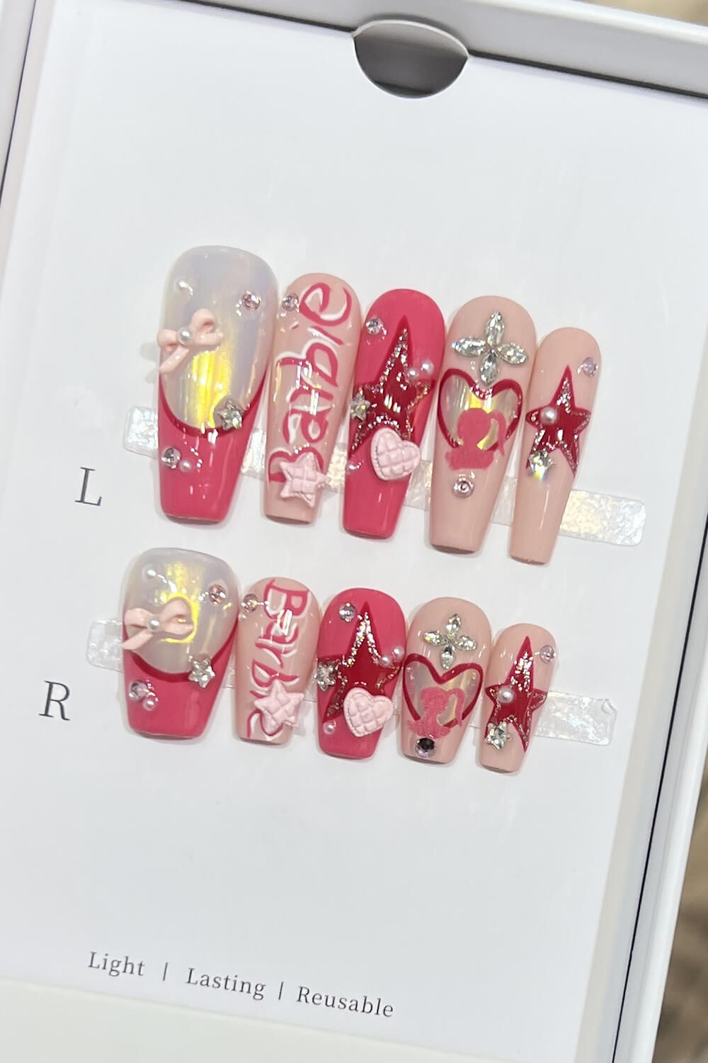 Pink Barbie Coffin Press On Fake Nails
