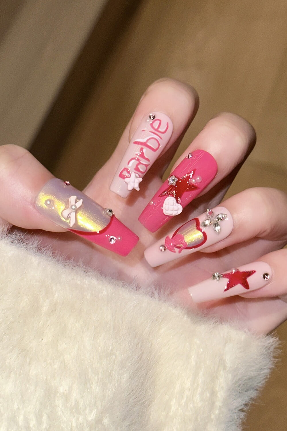 Pink Barbie Coffin Press On Fake Nails