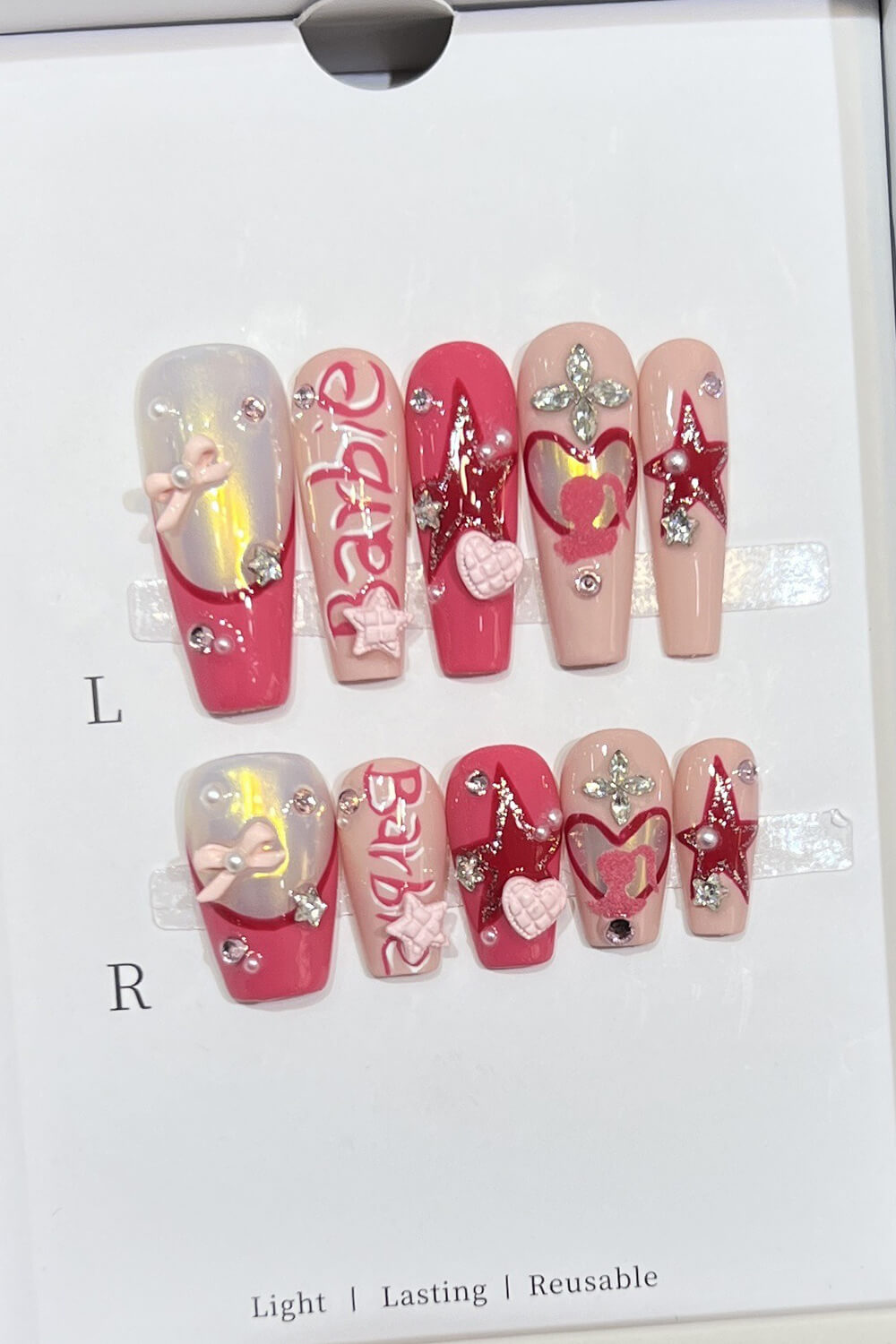 Pink Barbie Coffin Press On Fake Nails