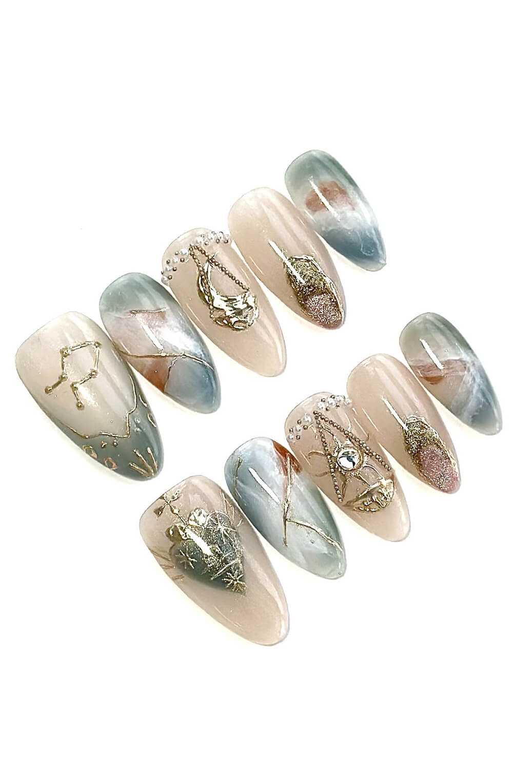 Libra Long Almond Press On Manicure Nails