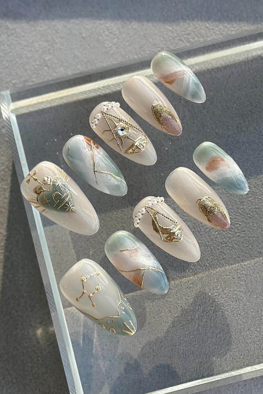 Libra Long Almond Press On Manicure Nails